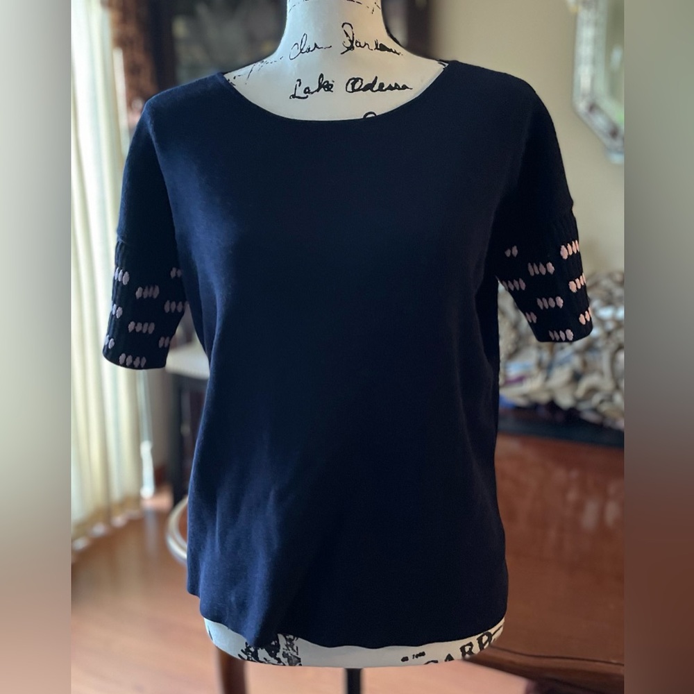 “COS” Navy Knit Sweater with Short Sleeves Size S  EUC